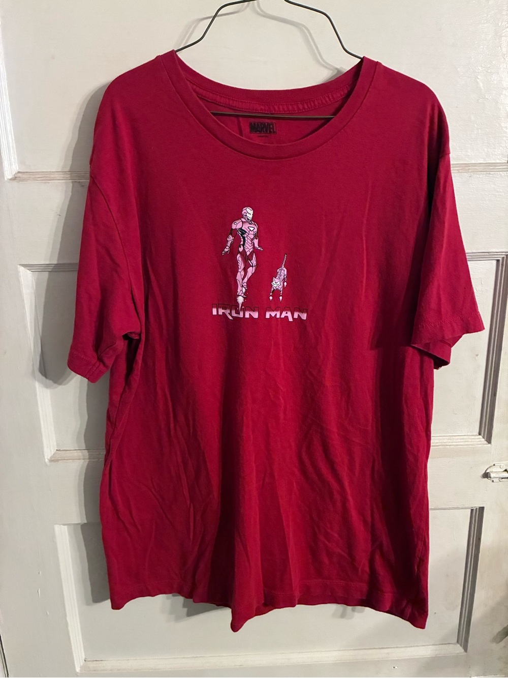 Iron Man Mad Engine Marvel Meow Comic Panel Red Graphic T-Shirt Size Large